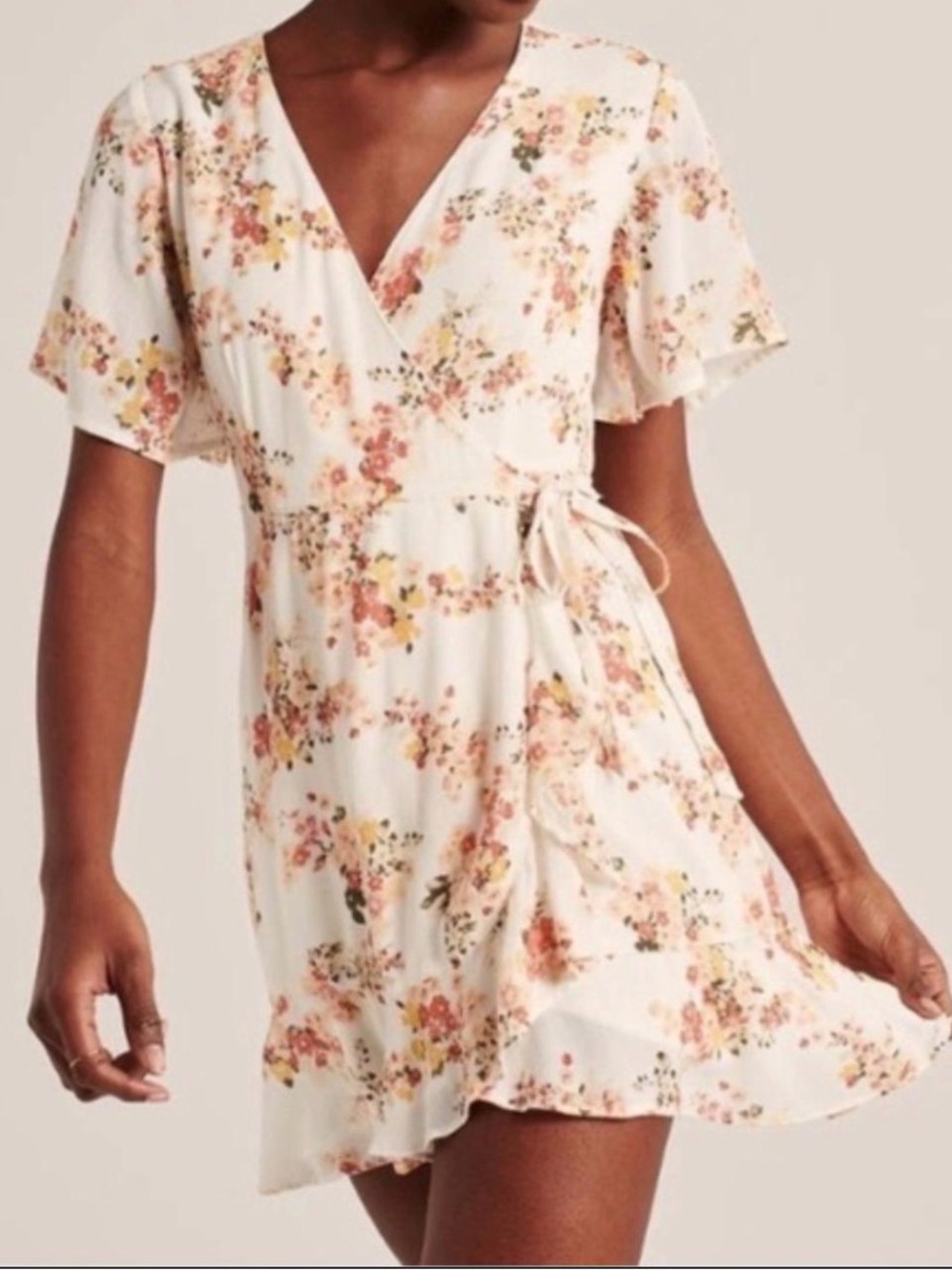 Abercrombie & Fitch Floral Flutter Sleeve Wrap Mini Dress Small Cottagecore